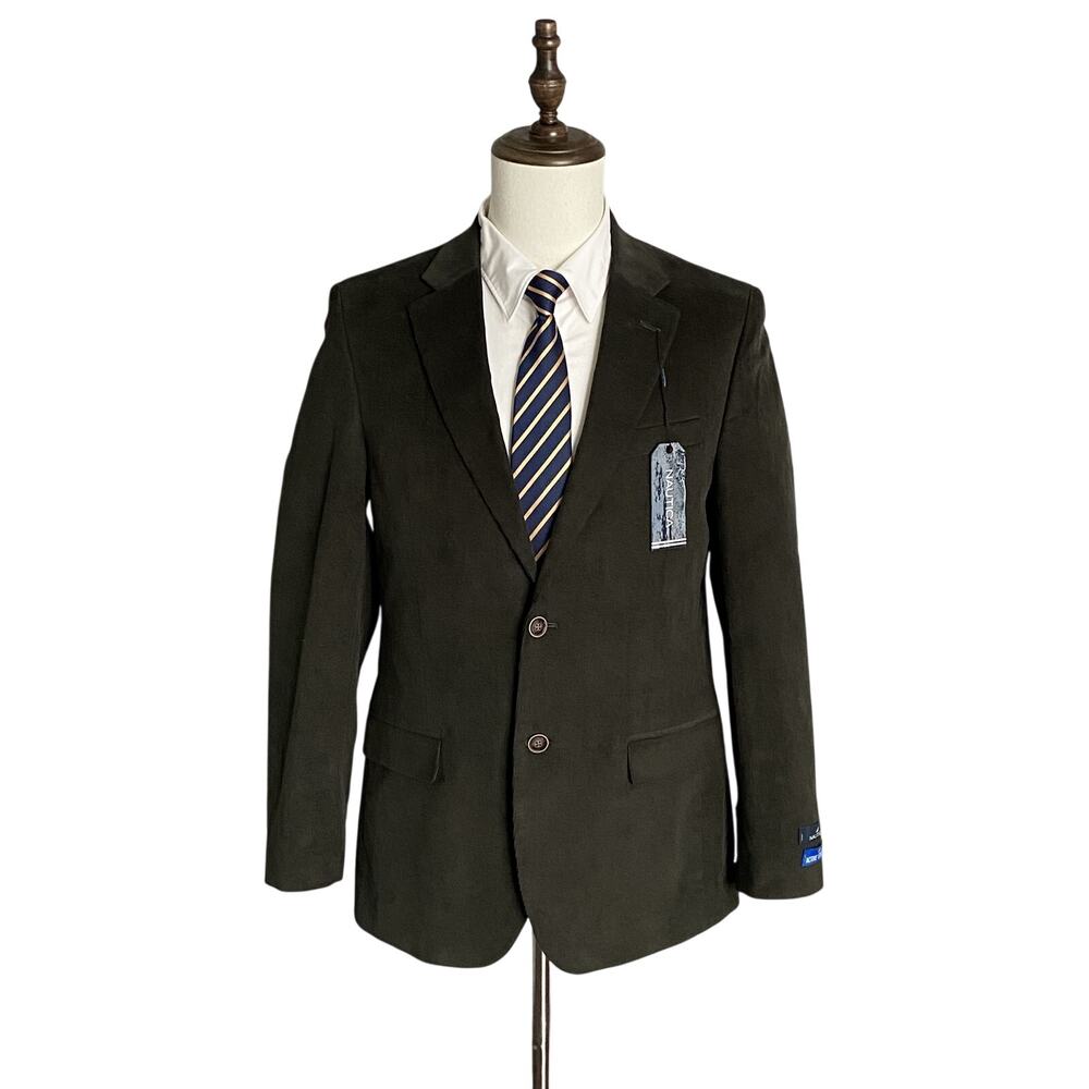 Nautica Sport Coat Men's 38 Regular Corduroy Modern Fit Stretch Dark Olive NEW